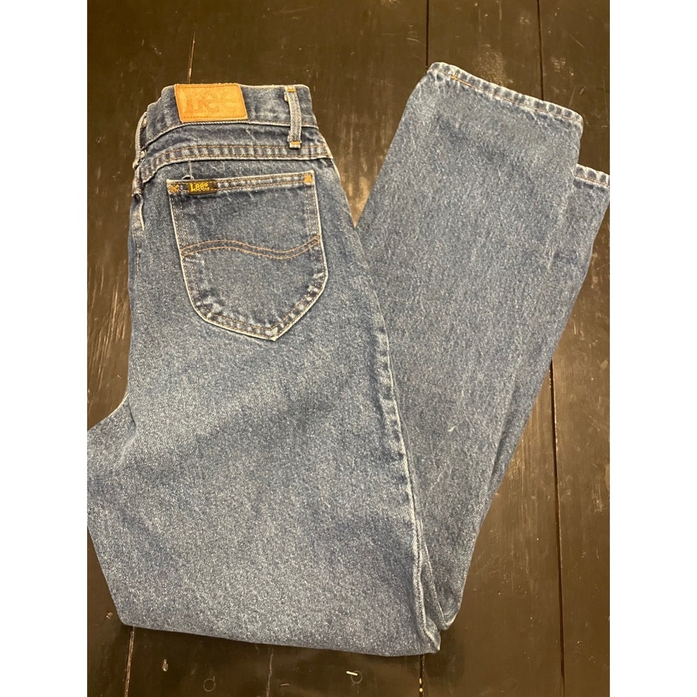 Lee Jeans Womens 14 Medium Blue Wash Denim Straight Leg Classic Fit Pants